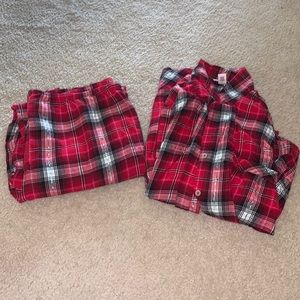 Victoria’s Secret Red Plaid Christmas Holiday Comfortable Pajama Set Button Up